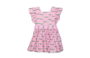 Girls Vintage Inspired dress in pink crocodile print