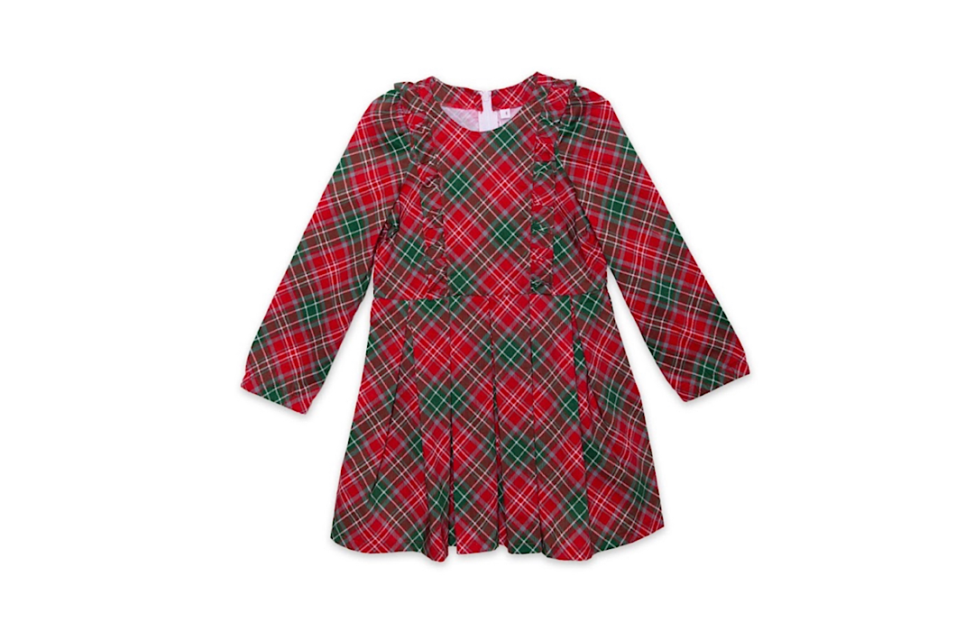 Girls christmas dress in red and green plaid