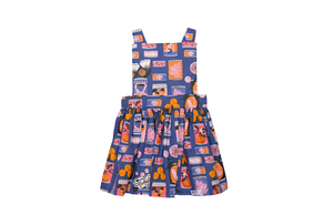 Girls pinafore dress in hipster print