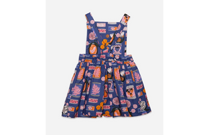 Girls pinafore dress in hipster baby print