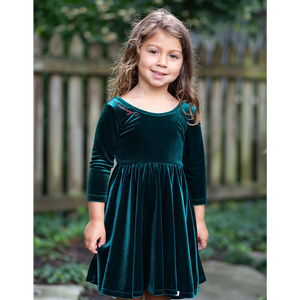 Girls Christmas dress in holiday velvet