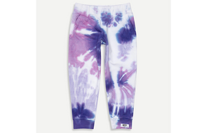 Kids tie dye joggers in purple.  Unique tie dye loungewear sets by worthy threads