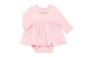 Baby bubble romper in pink with Easter embroidery