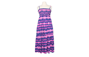 Adult tie dye dress in fuchsia and navy